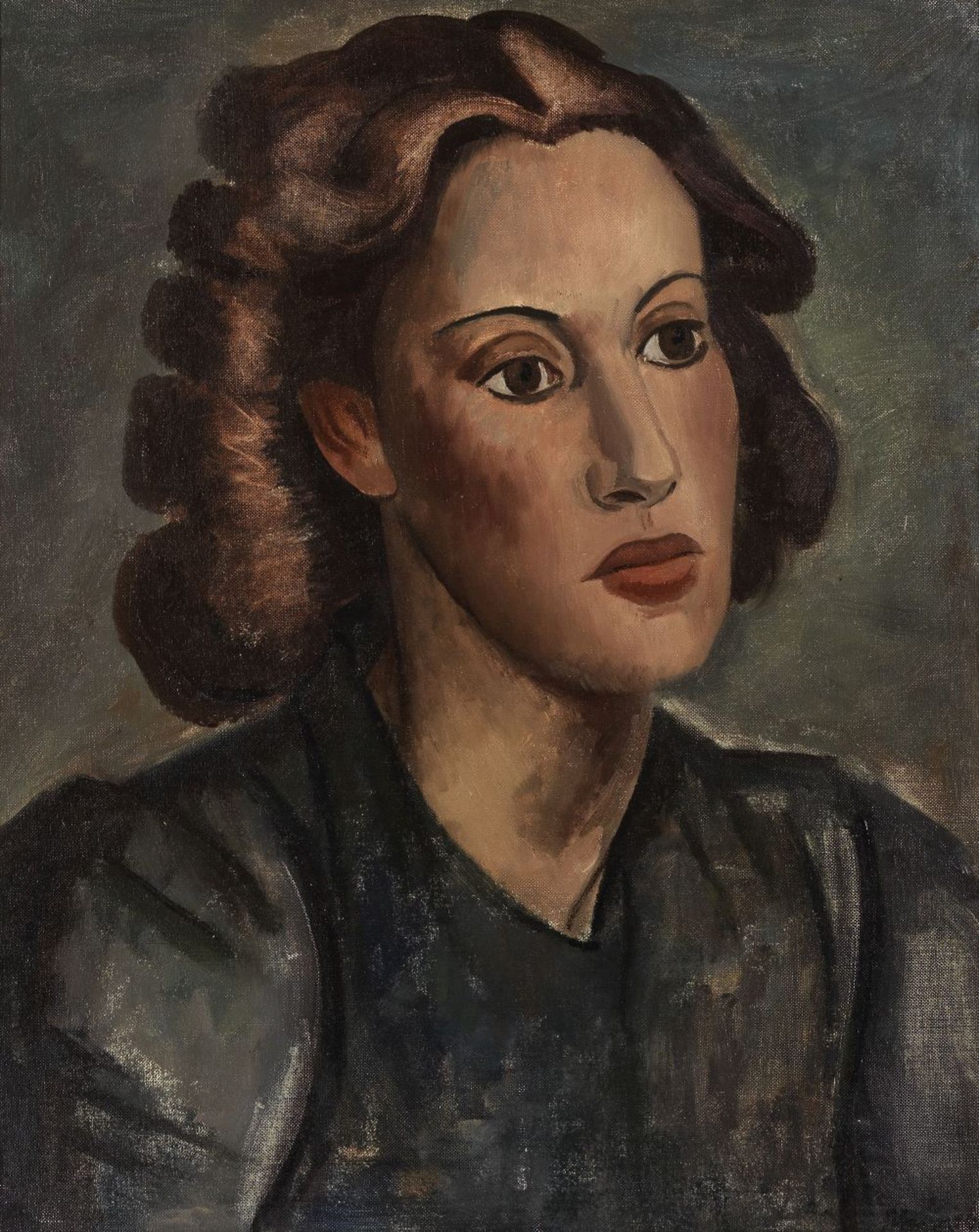 Bernard Meninsky (British, 1891-1950) Portrait in Green (Painted circa 1944-48)