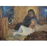 Prof. Uche Okeke (Nigerian, 1933-2016) Madonna & Child, the Manger (framed)