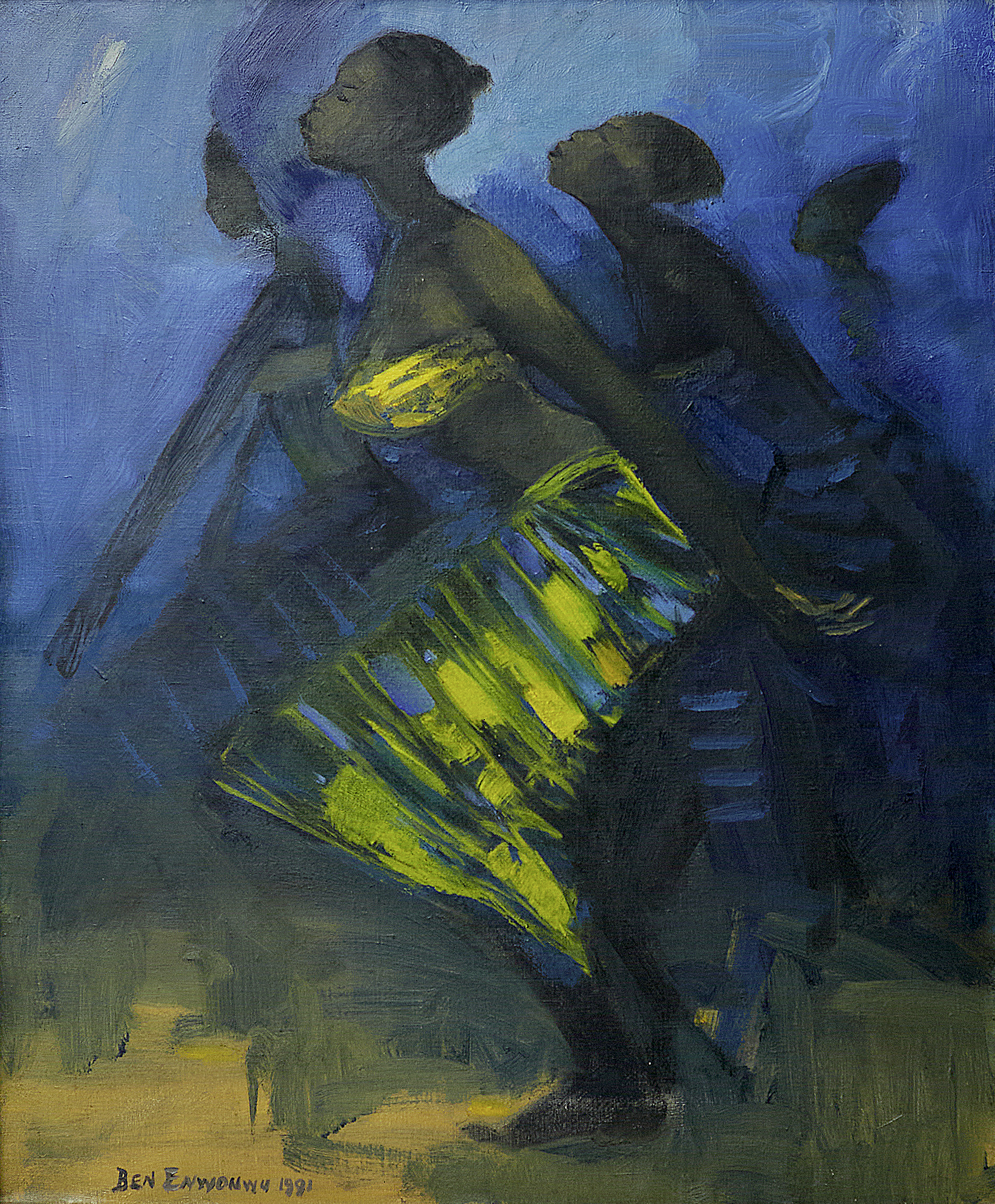 Benedict Chukwukadibia Enwonwu M.B.E (Nigerian, 1917-1994) Africa Dances, 1991 (framed)