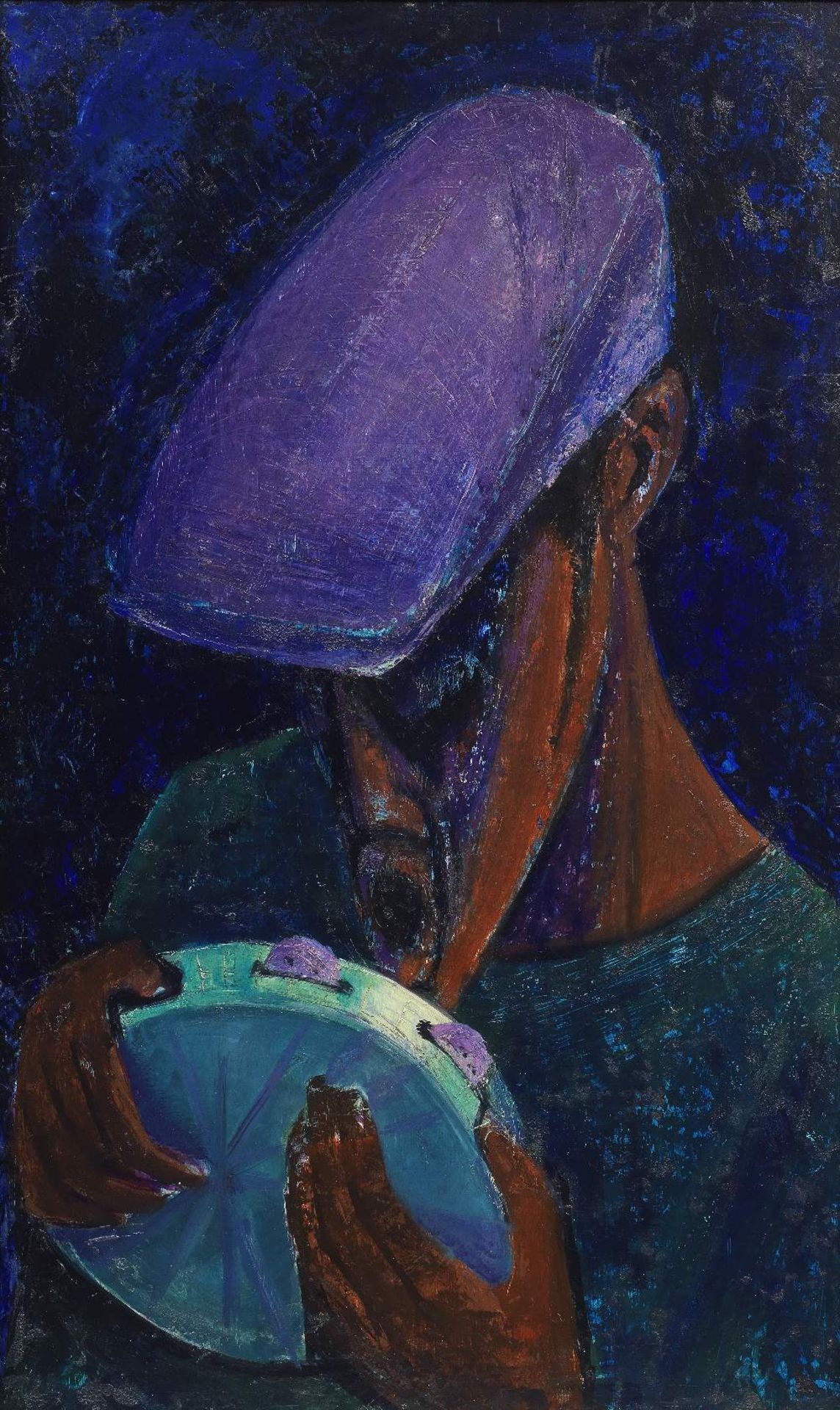 Yusuf Adebayo Cameron Grillo (Nigerian, 1934-2021) Blind Minstrel (framed)