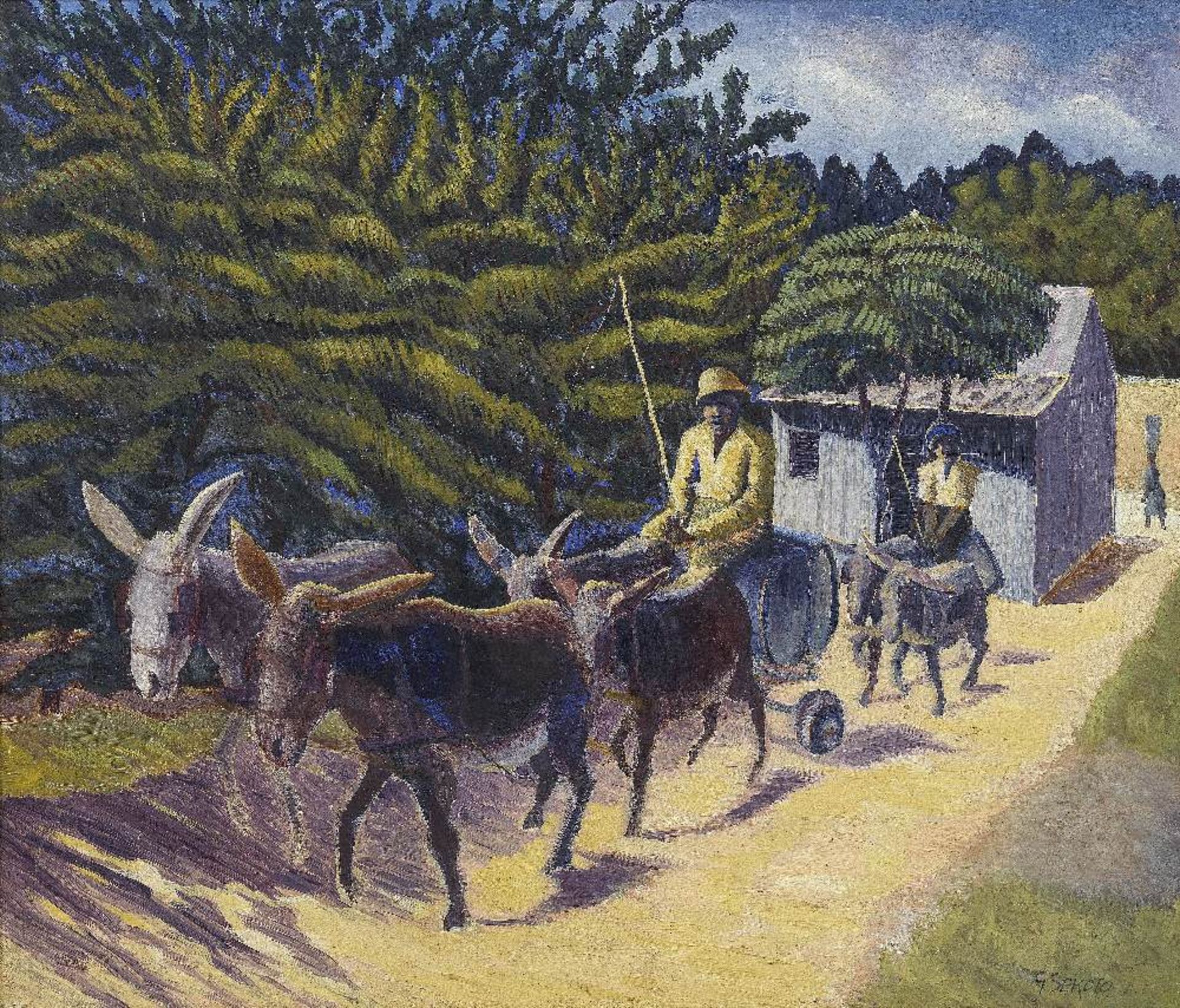 Gerard Sekoto (South African, 1913-1993) Donkeys (framed)