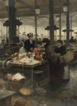Victor Gabriel Gilbert (French, 1847-1935) The Fish Market, Les Halles