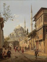 Frans Vervloet (Belgian, 1795-1872) A view of the Fatih Mosque, Instanbul