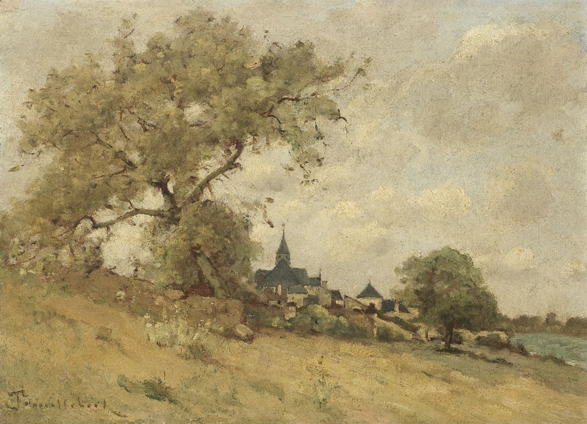 Paul D&#233;sir&#233; Trouillebert (French, 1831-1900) L'entree du village de Candes