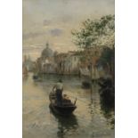 Rubens Santoro (Italian, 1859-1942) Evening on a Venetian canal