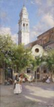 Henry Woods, RA (British, 1846-1921) In a shaded plaza
