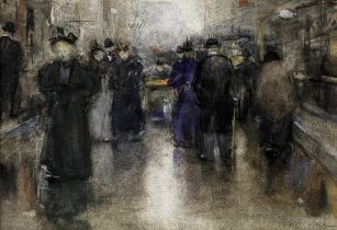 Floris Arntzenius (Dutch, 1864-1925) Figures in a busy street