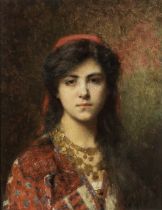 Alexei Alexeevich Harlamoff (Russian, 1840-1925) Portrait of a young girl