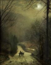 John Atkinson Grimshaw (British, 1836-1893) Forge Valley by moonlight