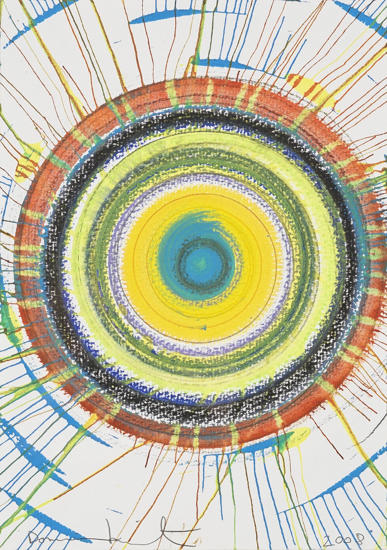 Damien Hirst (born 1965) Beautiful Sparkly Waves of Fireballs (Spin Drawing), 2008