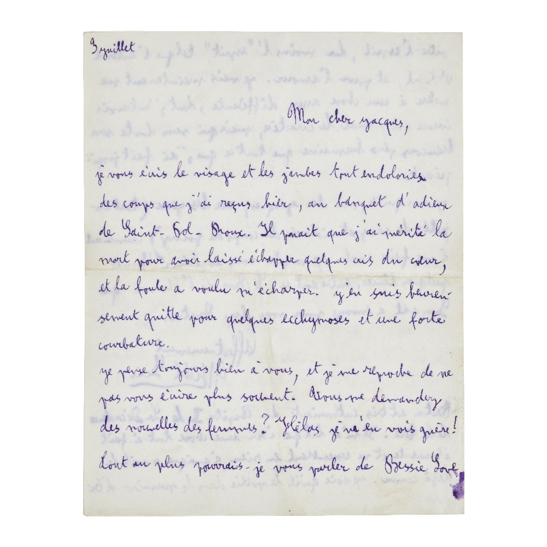 MICHEL LEIRIS (1901-1990) LETTRE AUTOGRAPHE SIGN&#201;E &#224; Jacques BARON. [Paris] juillet [1...