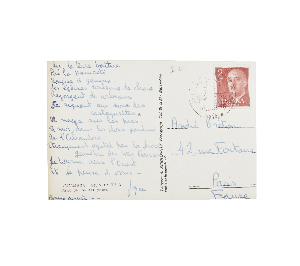 JOYCE MANSOUR (1928-1986) LETTRE AUTOGRAPHE SIGN&#201;E ET 2 CARTES POSTALES AUTOGRAPHES SIGN&#...