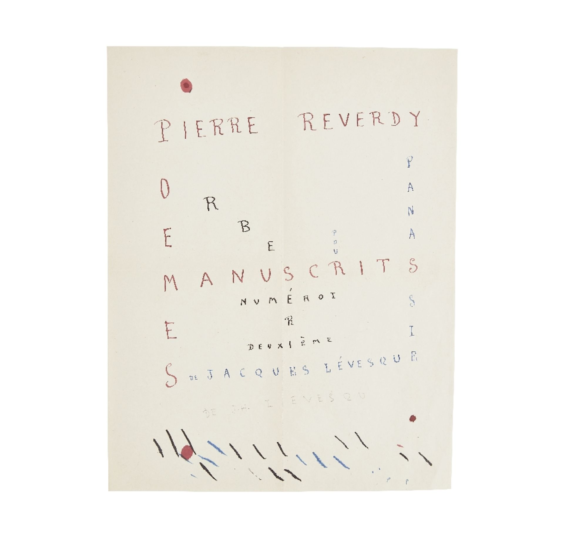 FRANCIS PICABIA (1879-1953) LETTRE AUTOGRAPHE SIGN&#201;E &#224; Jacques-Henri LEVESQUE mars 195...