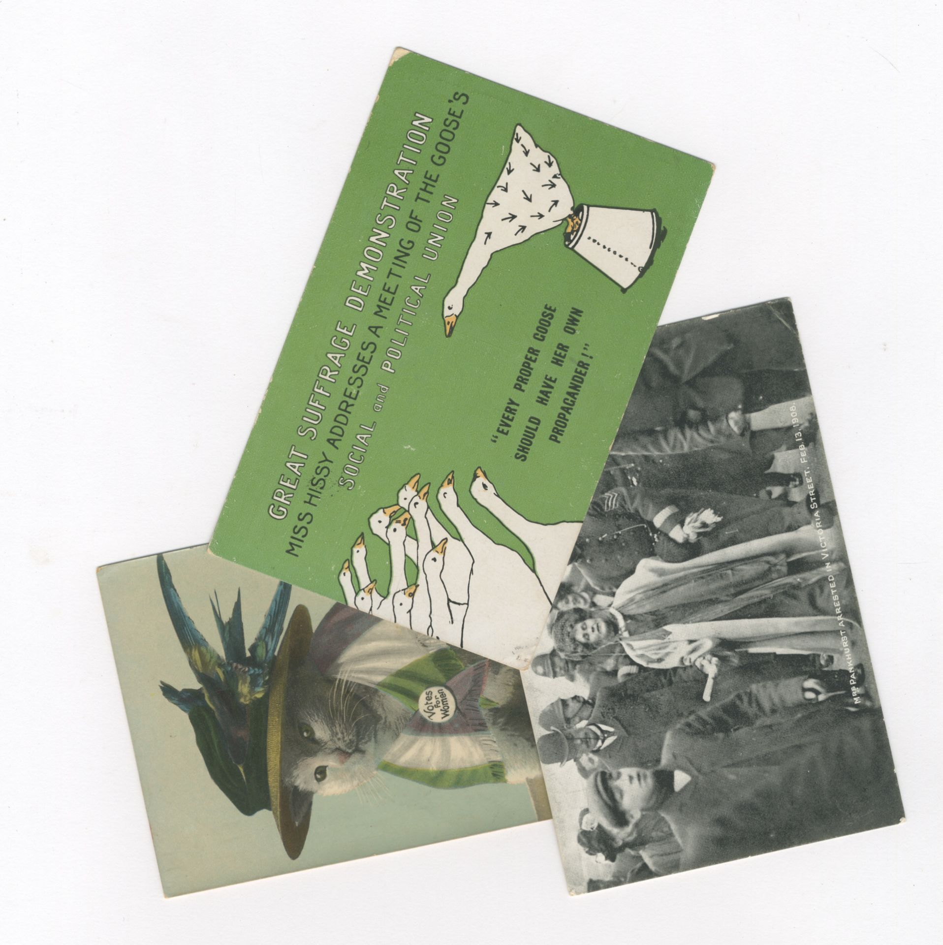 SUFFRAGETTES - COLLECTION Collection of postcards, correspondence, printed ephemera and newspape...