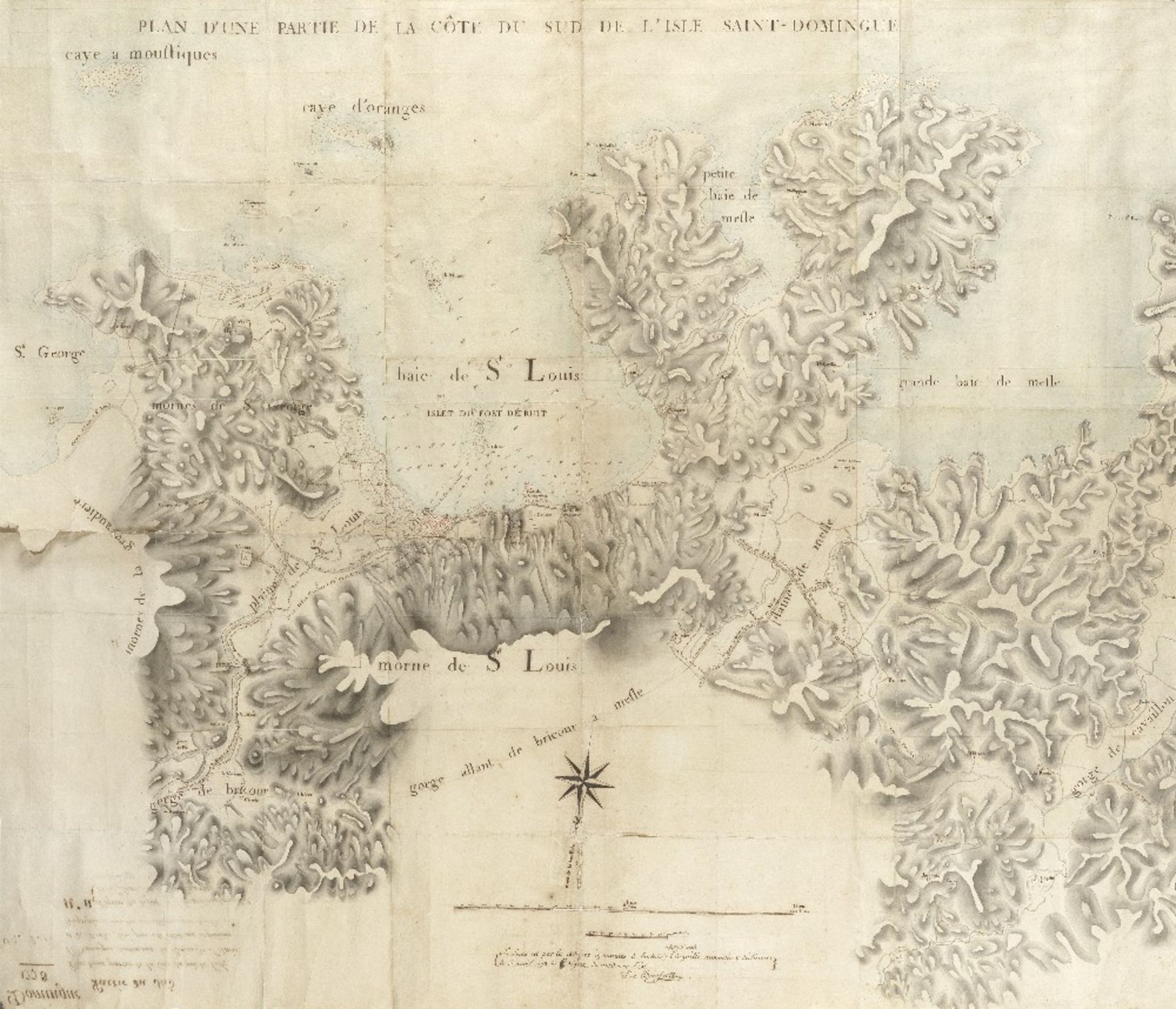 HAITI - ST. DOMINGUE, 1778 - MANUSCRIPT MAP 'St. Domingue. Plan d'une partie de la c&#244;te du ...