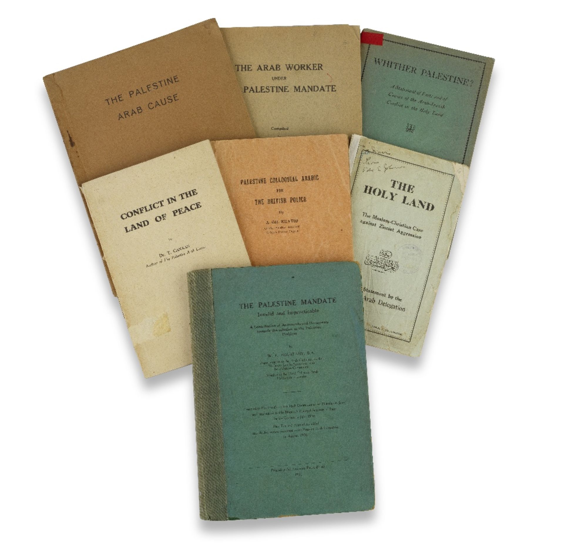 PALESTINE - ARAB CAUSE A collection seven scarce pamphlets relating to the British Mandate in Pa...