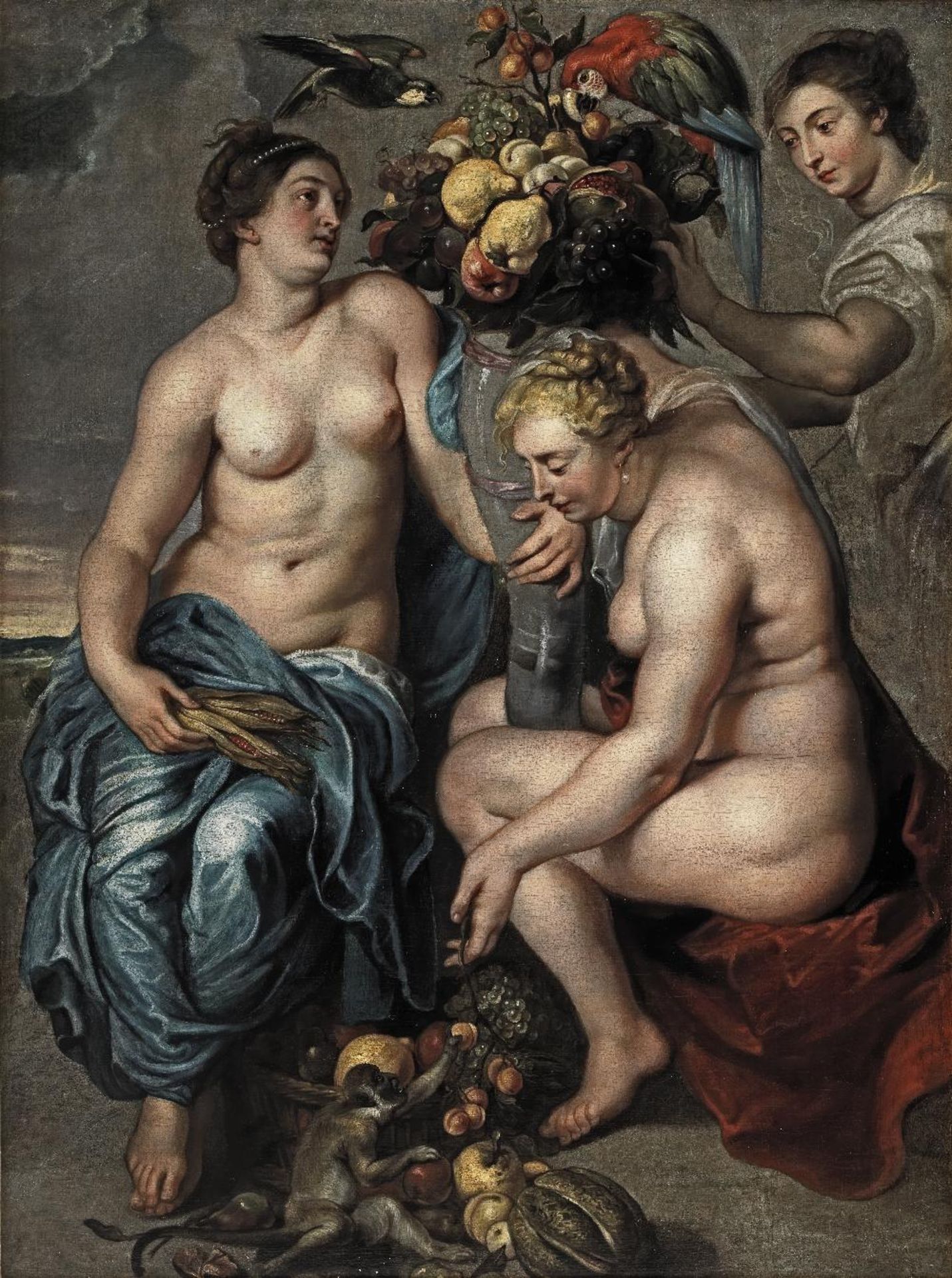 After Sir Peter Paul Rubens, and Frans Snyders, late 17th Century Ceres with two nymphs