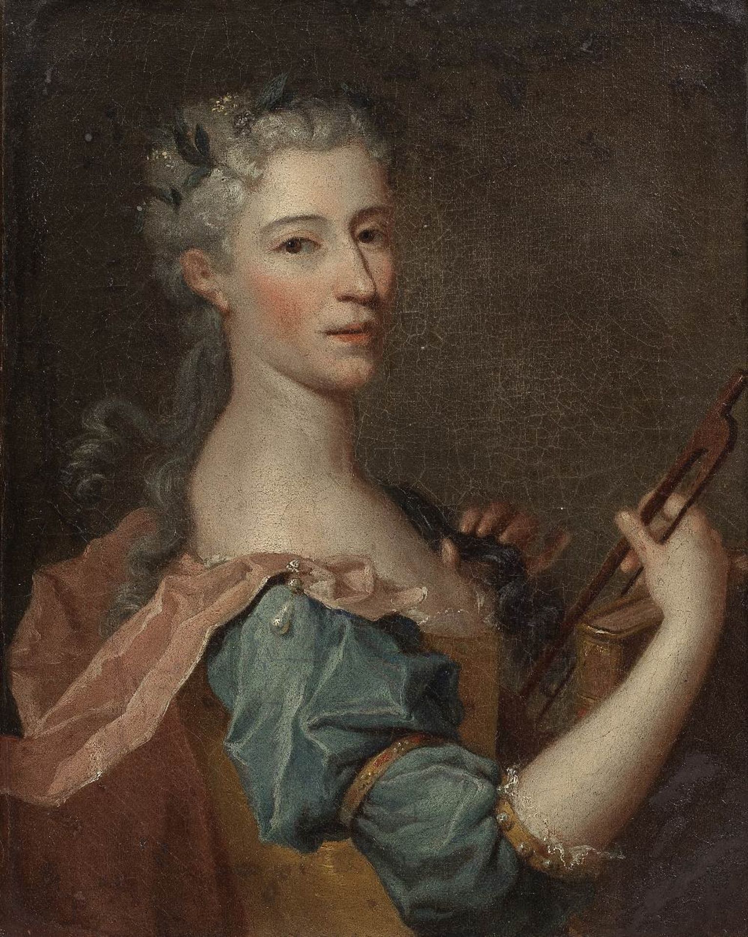 French School, 18th Century Portrait of a lady, half-length, as Music