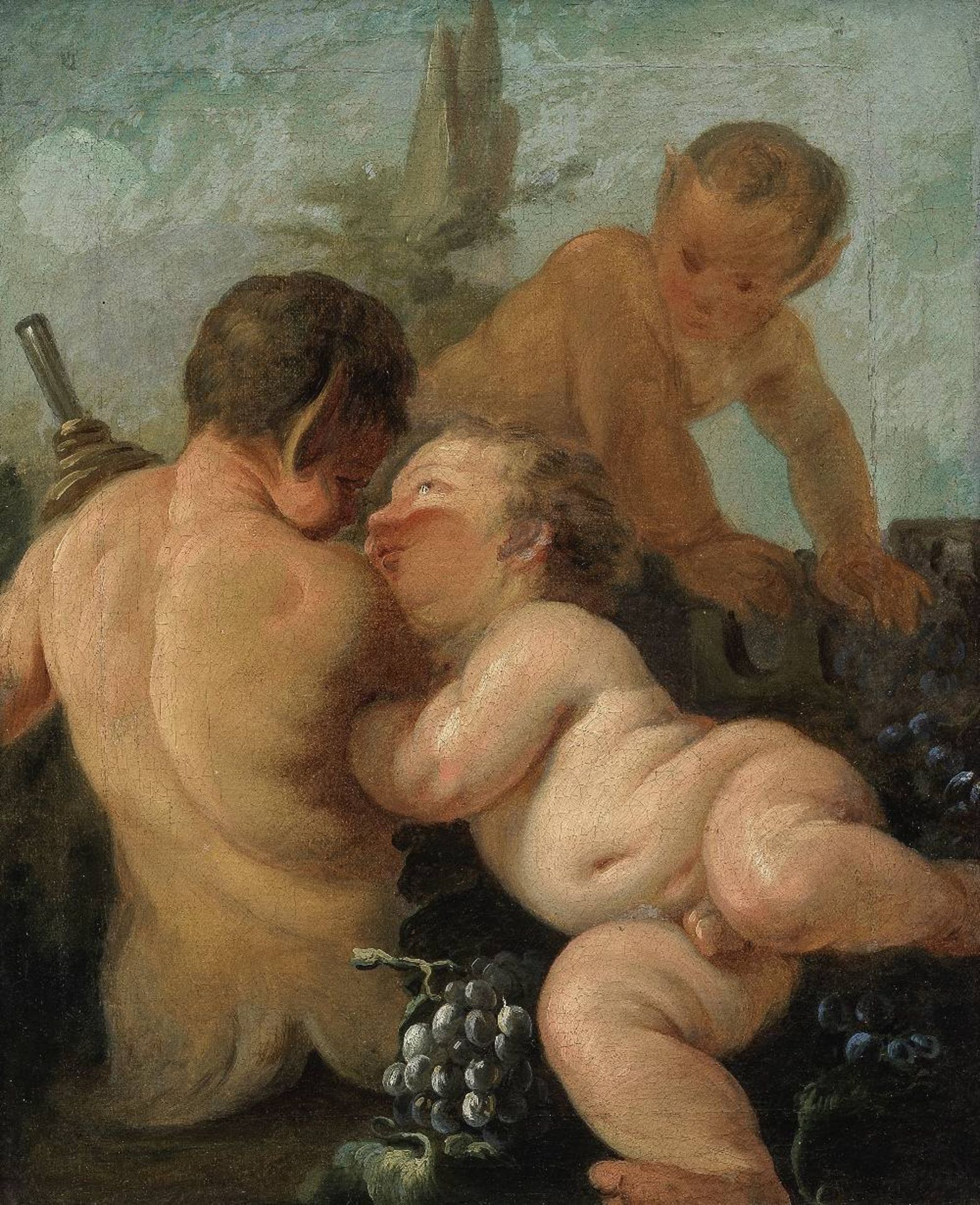 Italian School, circa 1700 A study of fauns and a putti with grapes