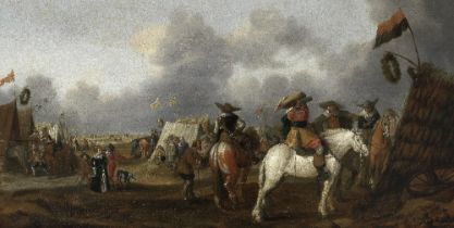 Attributed to Abraham van der Hoeff (active Delft 1613-1649) A military encampment