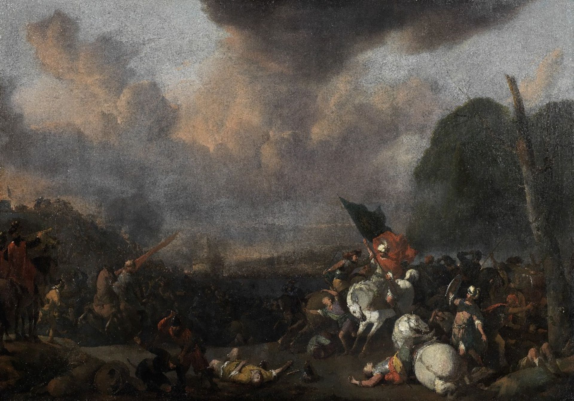 Johannes Lingelbach (Frankfurt 1622-1674 Amsterdam) A cavalry skirmish between Christians and Ot...