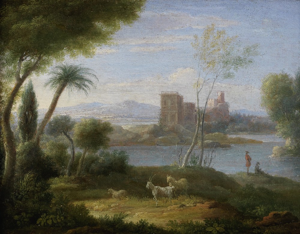 Hendrick Frans Van Lint, called Studio (Antwerp 1684-1763 Rome) An Italianate landscape with fig...