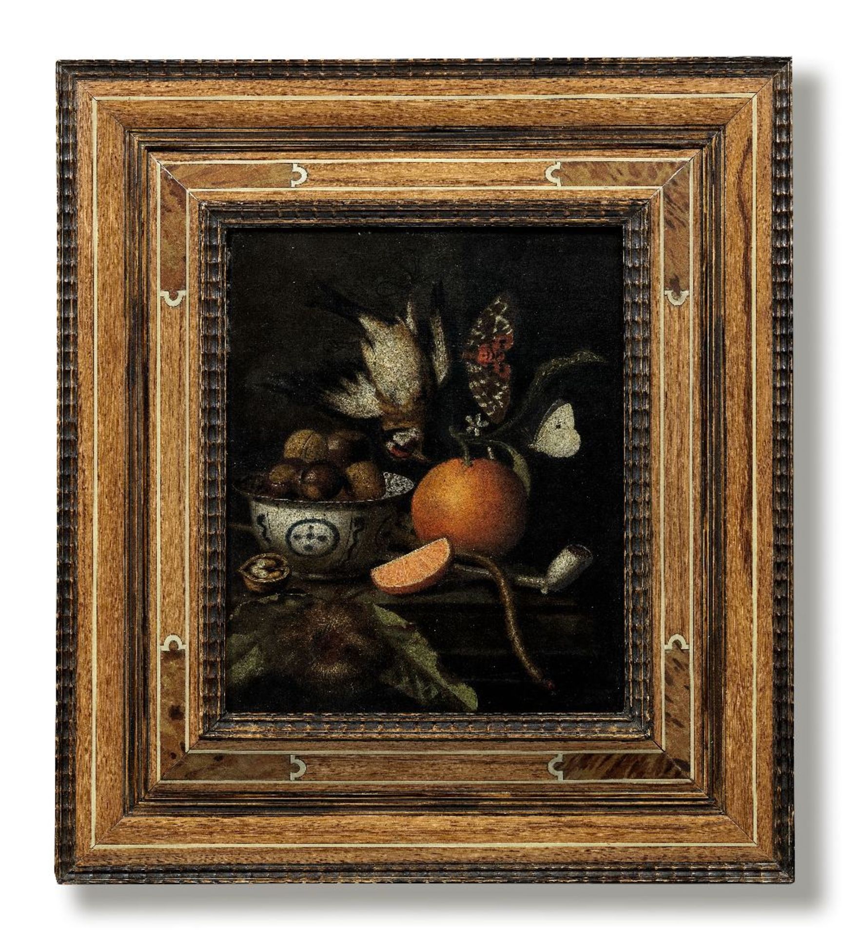 Attributed to Martinus Nellius (active 1670 - 1719 The Hague) A still life with a dead bird susp...