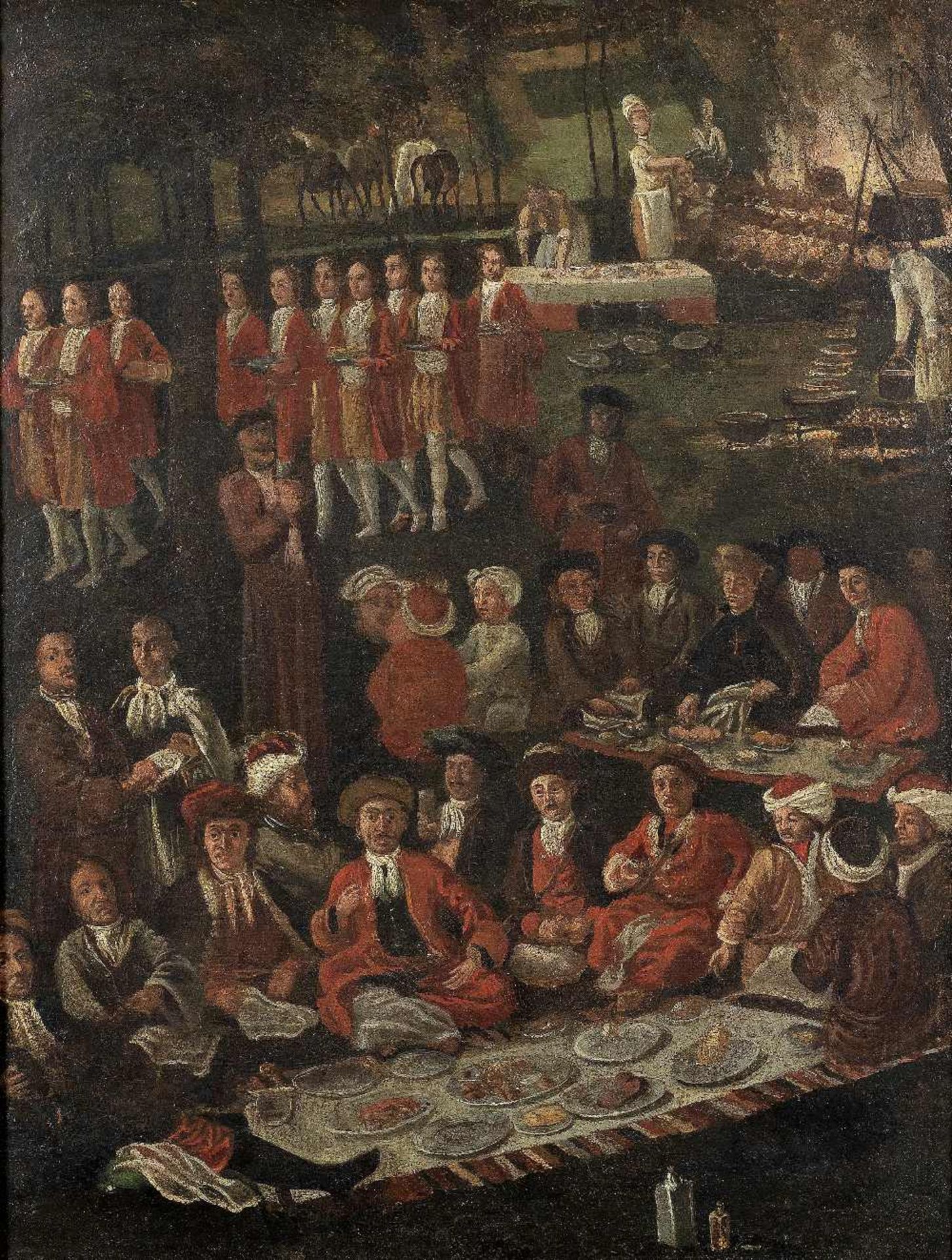 French School, 18th Century A Turkish embassy feasting, possibly that of Mehmet Effendi, the 1st...
