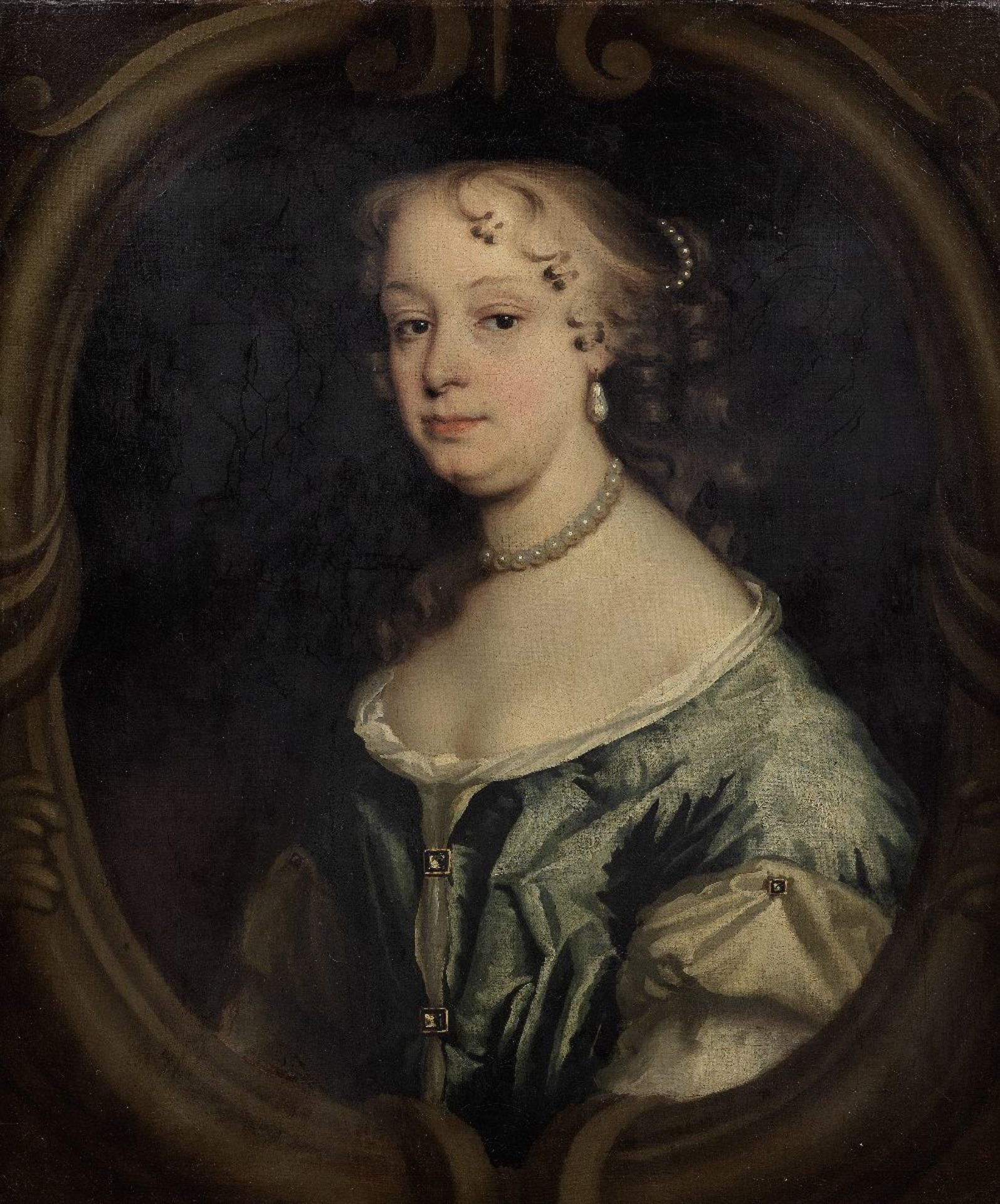 Circle of Mary Beale (Barrow 1633-1699 London) Portrait of a lady, half-length, wearing a blue d...