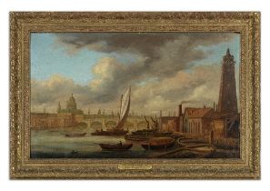 Daniel Turner (England, active 1782-1801) A view of the Thames with Westminster Bridge and Saint...