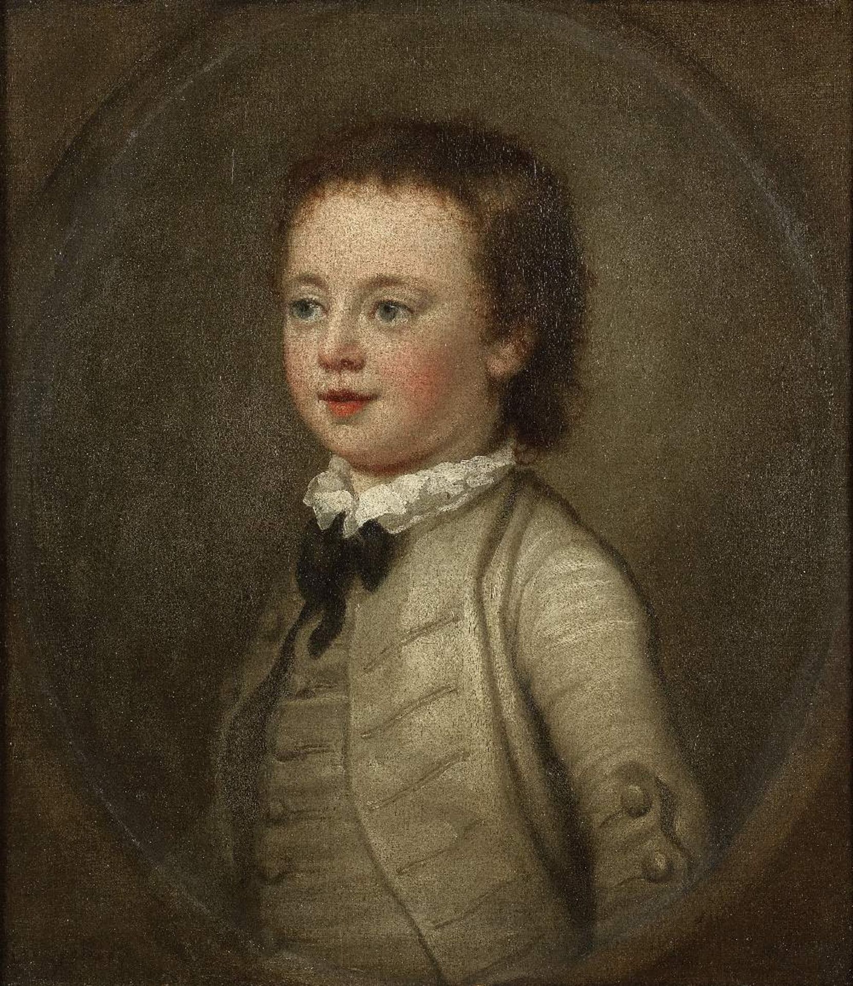 George Knapton (London 1698-1778) Portrait of a boy, half-length, in buff, within a painted oval