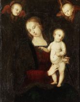 After Pietro Vannucci, called il Perugino, late 16th Century The Madonna and Child with two cherubs
