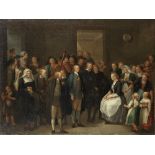 German School, 1786 A marriage ceremony; and A wedding feast with musicians and dancing (2) unfr...