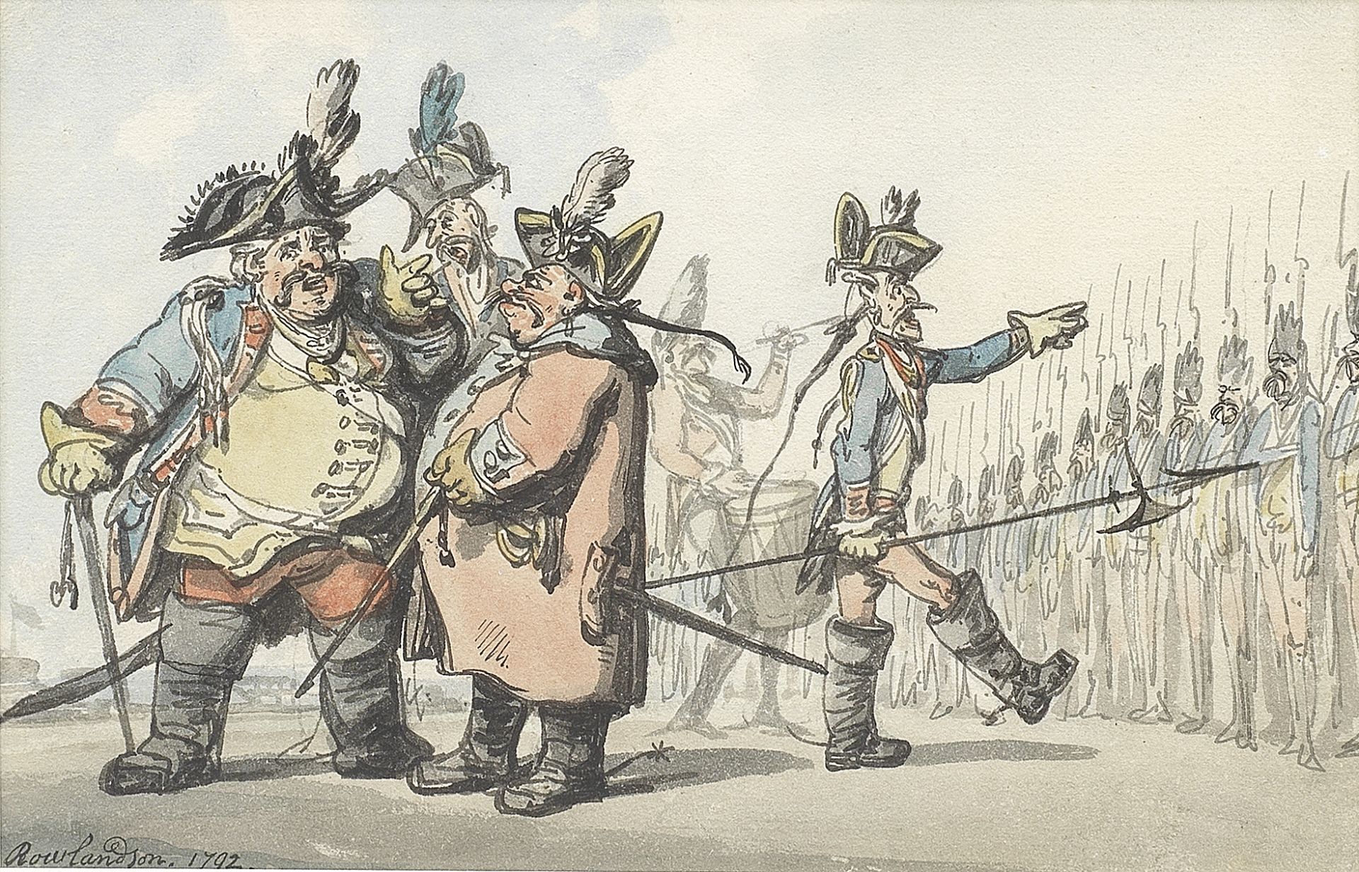 Thomas Rowlandson (London 1756-1827) Austrian troops, or a field day in the Netherlands