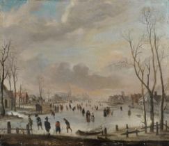 After Aert van der Neer, 18th Century A winter landscape with skaters playing kolf unframed
