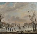 After Aert van der Neer, 18th Century A winter landscape with skaters playing kolf unframed