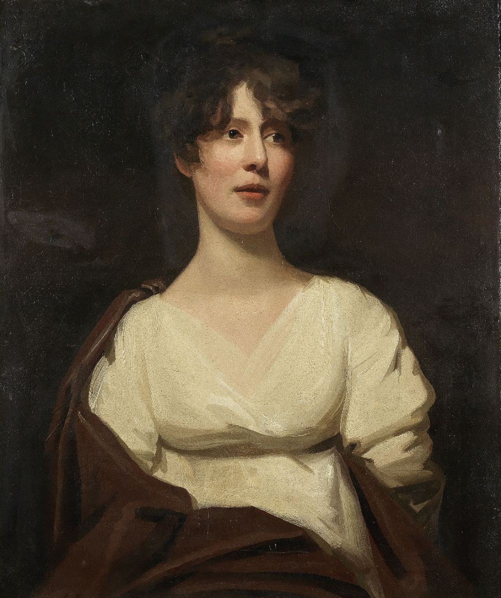 Sir John Watson Gordon (Edinburgh 1788-1864) Portrait of a lady in a white dress, half-length, w...