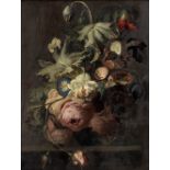 Simon Pietersz. Verelst (The Hague 1644-1721 London) Still life of roses, poppies, convolvulus a...