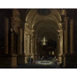 Antonie de Lorme (Tournai 1610-1673 Rotterdam) A church interior with elegant figures