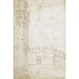 Circle of Domenico Beccafumi (Montaperti near Siena circa 1486-1551 Siena) Study of a tower (rec...