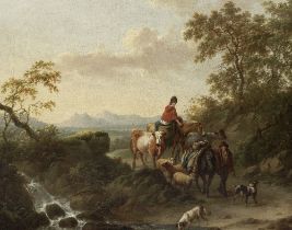 Charles Towne (Wigan 1763-1840 Liverpool) A couple travelling with animals down a country path, ...