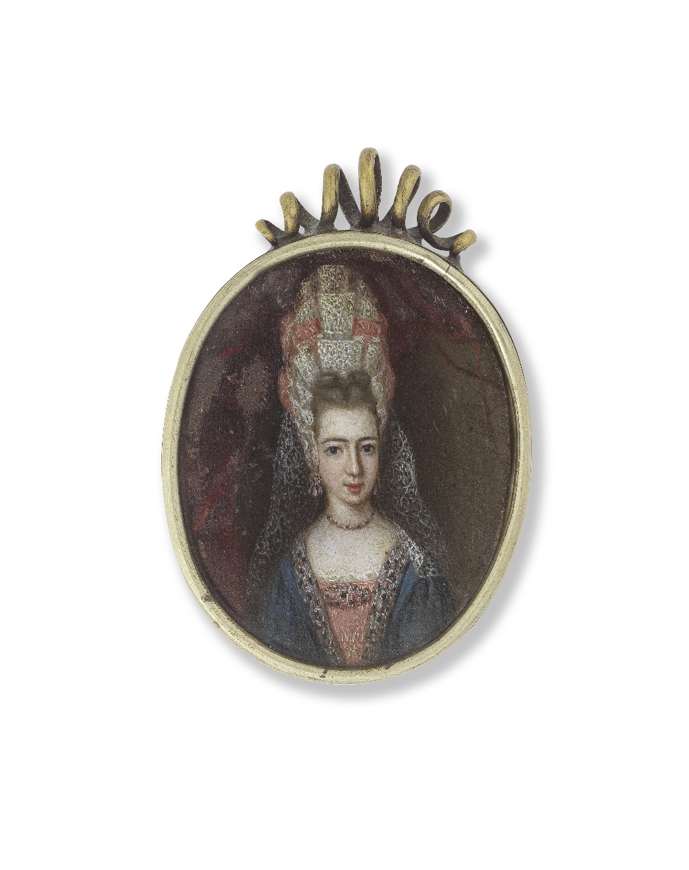 French School, circa 1700 Portrait of a lady, half-length, in elegant costume and a lace headdress