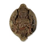 Ornement en bois sculpt&#233; figurant Garuda, Inde du Sud XIXe si&#232;cle A carved wood plaque...