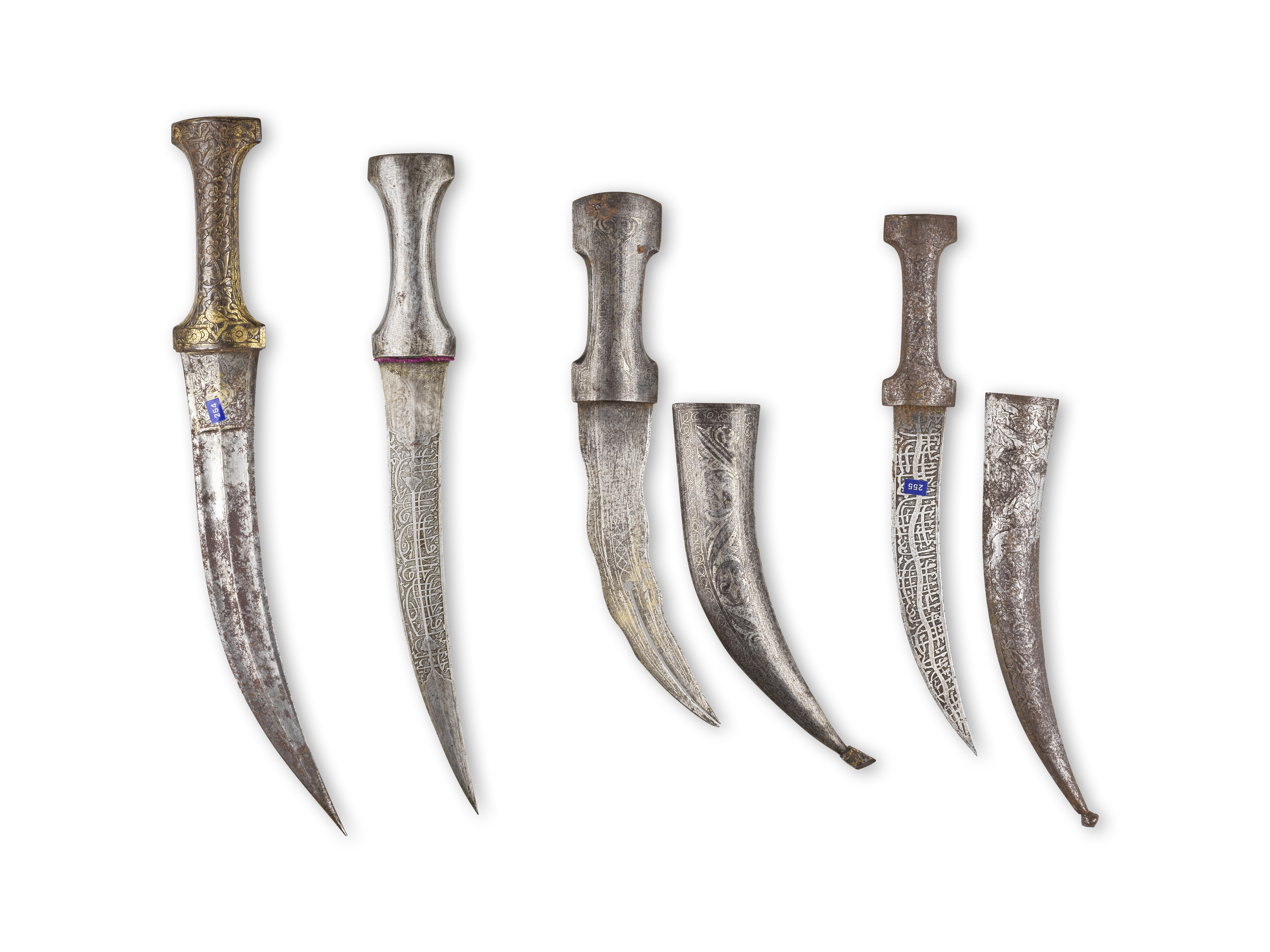 Quatre dagues Qajar en acier (jambiyyas), Perse XIX-XXe si&#232;cle Four Qajar steel daggers (ja...