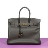 HERMES. Birkin 35, veau evergrain &#233;b&#232;ne Made in France - 2010