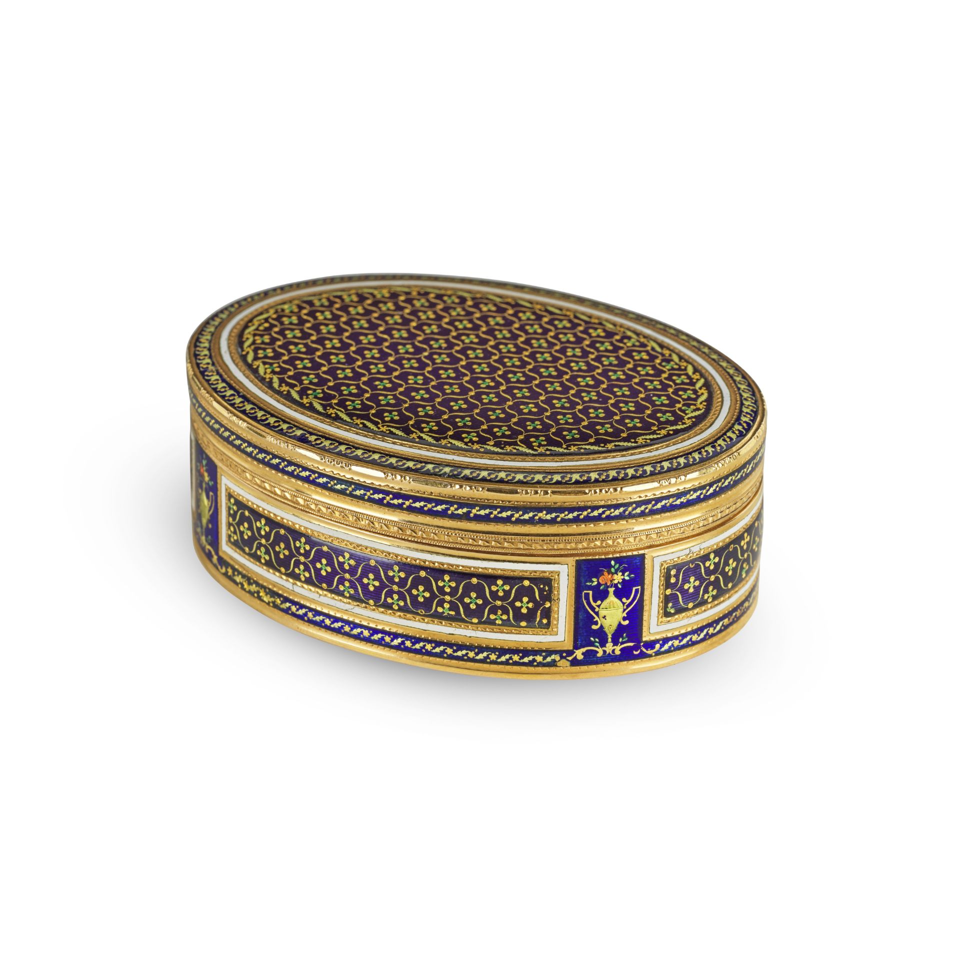 Tabati&#232;re en or et &#233;mail, possiblement Hanau, vers 1785A gold and enamel snuffbox, pos...