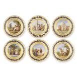 Lot de six assiettes en porcelaine de Paris, Stone Coquerel et Legroz d'Anizy, premi&#232;re moi...