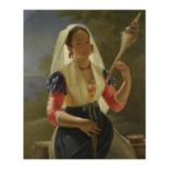 Pieter Van Hanselaer (actif dans les Flandres, 1786-1862) Le tisseuse de laine