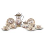 Partie de service &#224; th&#233; et caf&#233;, Meissen, vers 1722-26 A Meissen part tea and cof...