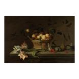 Jacob Marrel (Frankenthal 1614-1681 Francfort-sur-le-Main) Nature morte avec un panier de fruits...